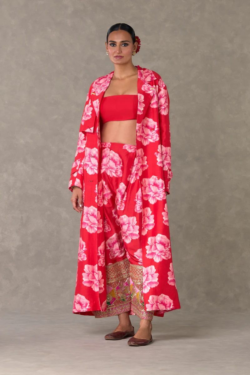 Red Nurvi Trench Coat Set - Image 3