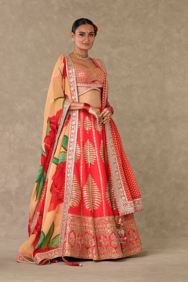 Red Paan Patti Lehenga Set - Image 3