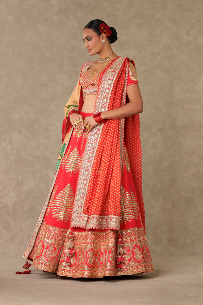 Red Paan Patti Lehenga Set - Image 4