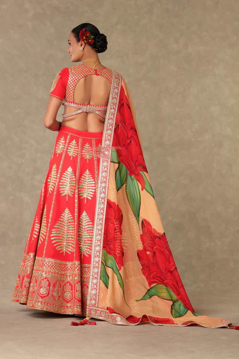 Red Paan Patti Lehenga Set - Image 7