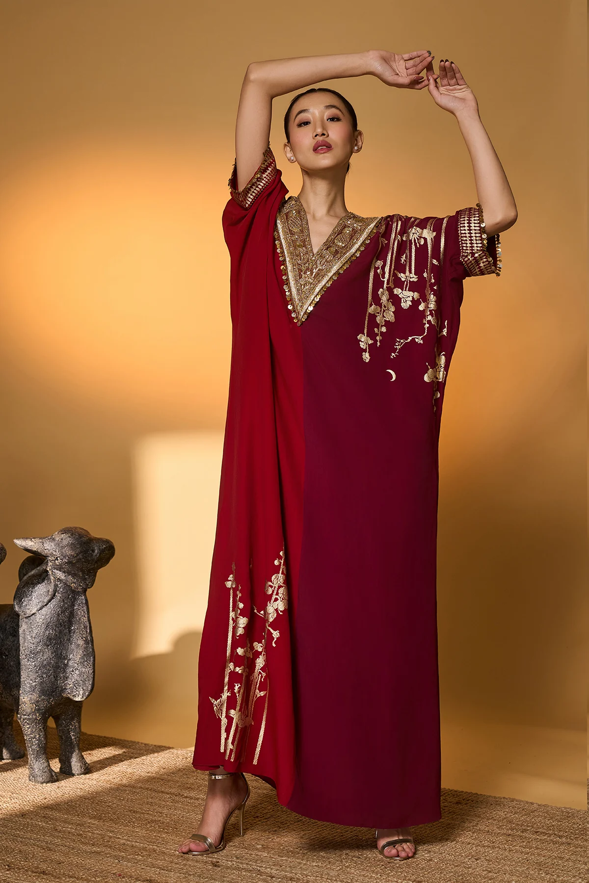 Red & Plum Moonlight Melody Kaftan - Image 10