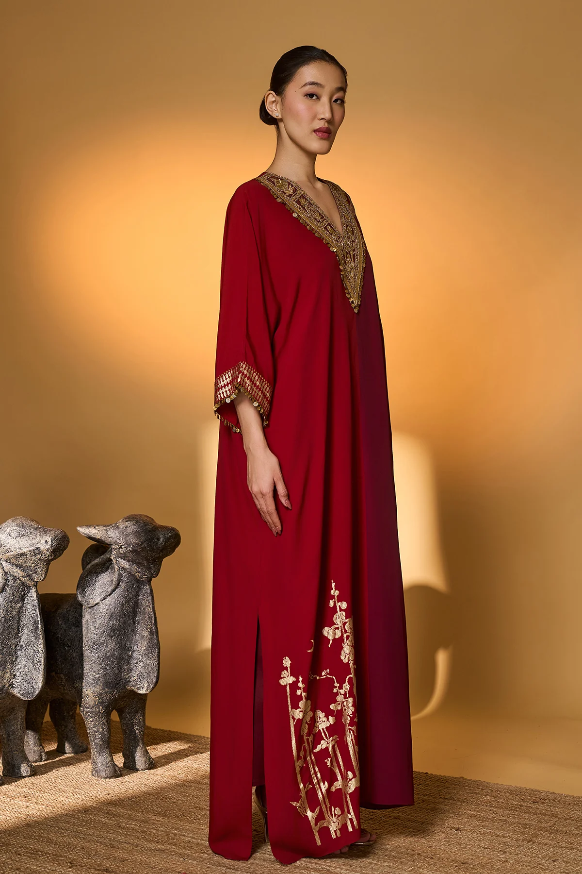 Red & Plum Moonlight Melody Kaftan - Image 6