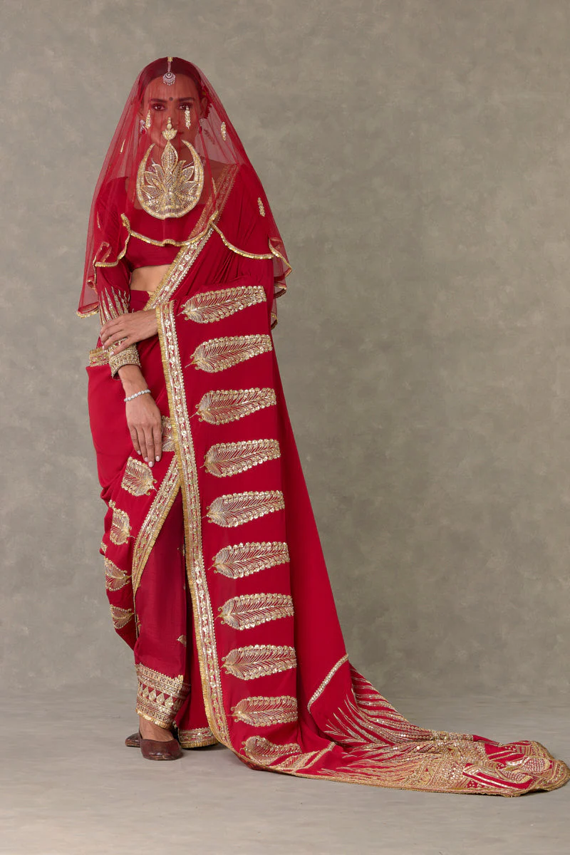 Red Son Patti Saree - Image 10