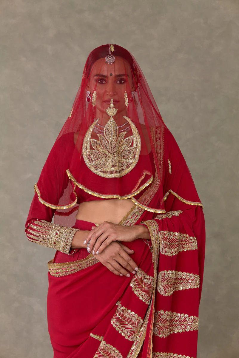 Red Son Patti Saree - Image 15