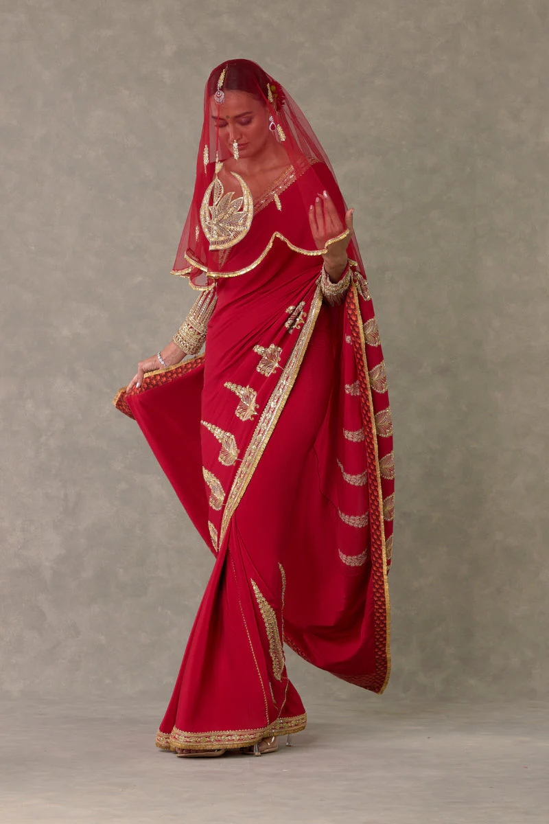 Red Son Patti Saree - Image 17