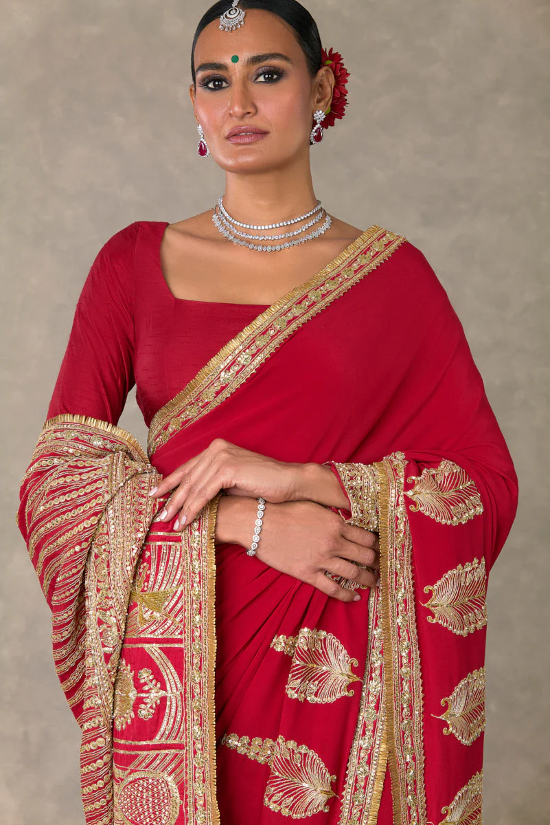 Red Son Patti Saree - Image 4