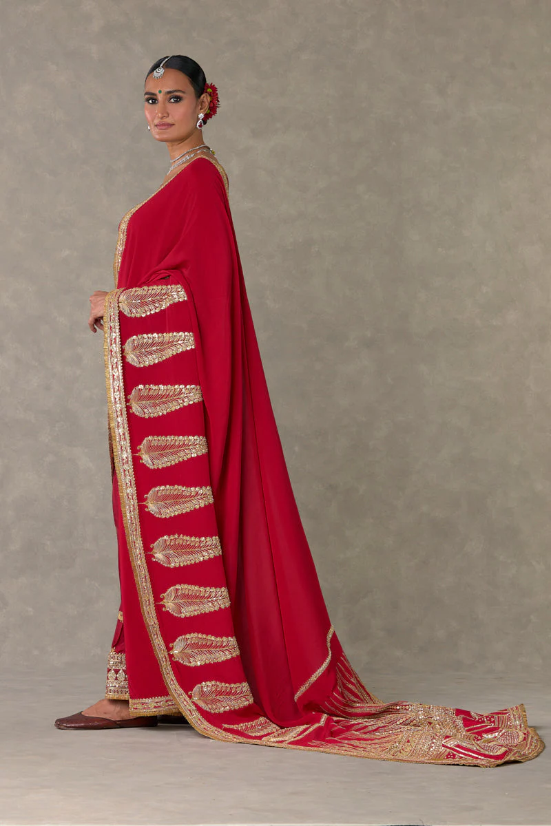 Red Son Patti Saree - Image 7