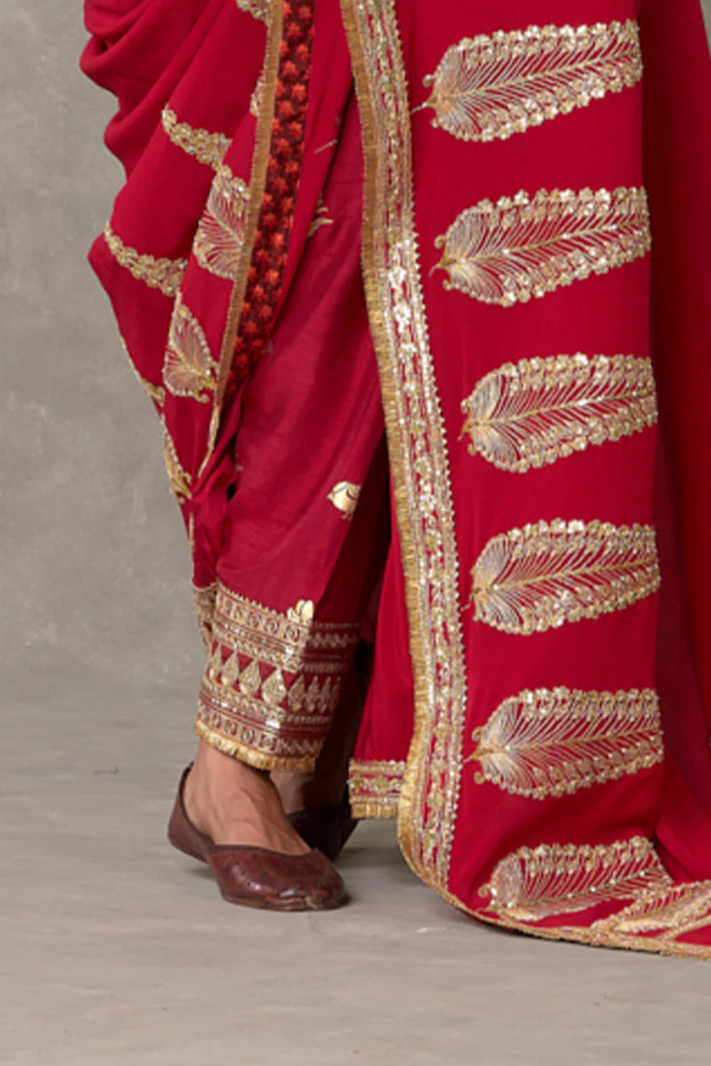 Red Son Patti Saree - Image 8