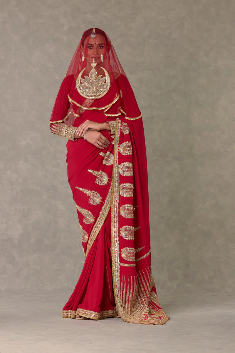 Red Son Patti Saree - Image 9