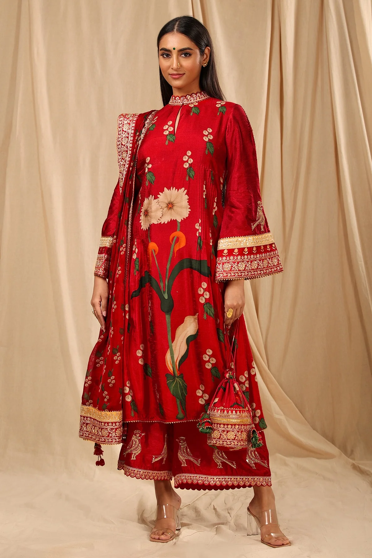 Red Spring Blossom Culotte Set - Image 5