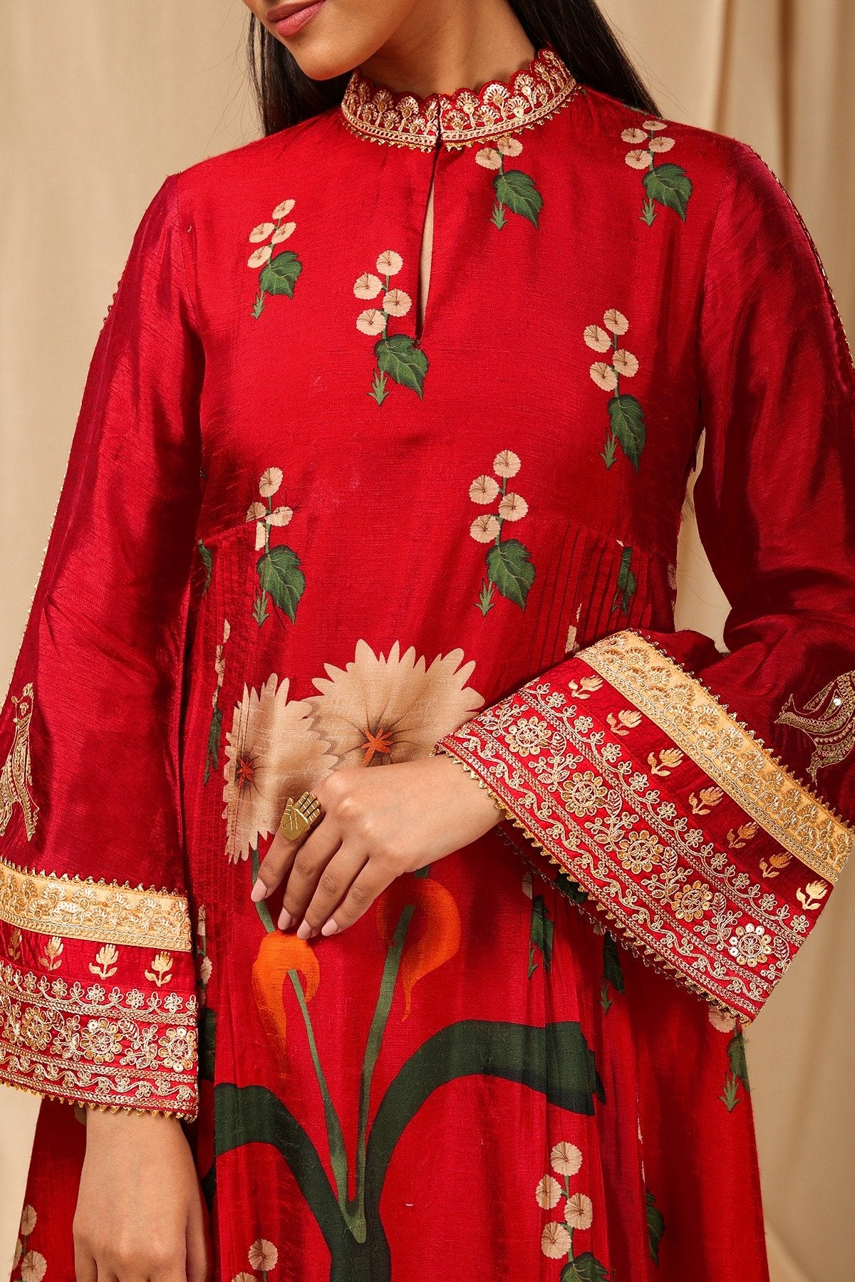 Red Spring Blossom Culotte Set - Image 7