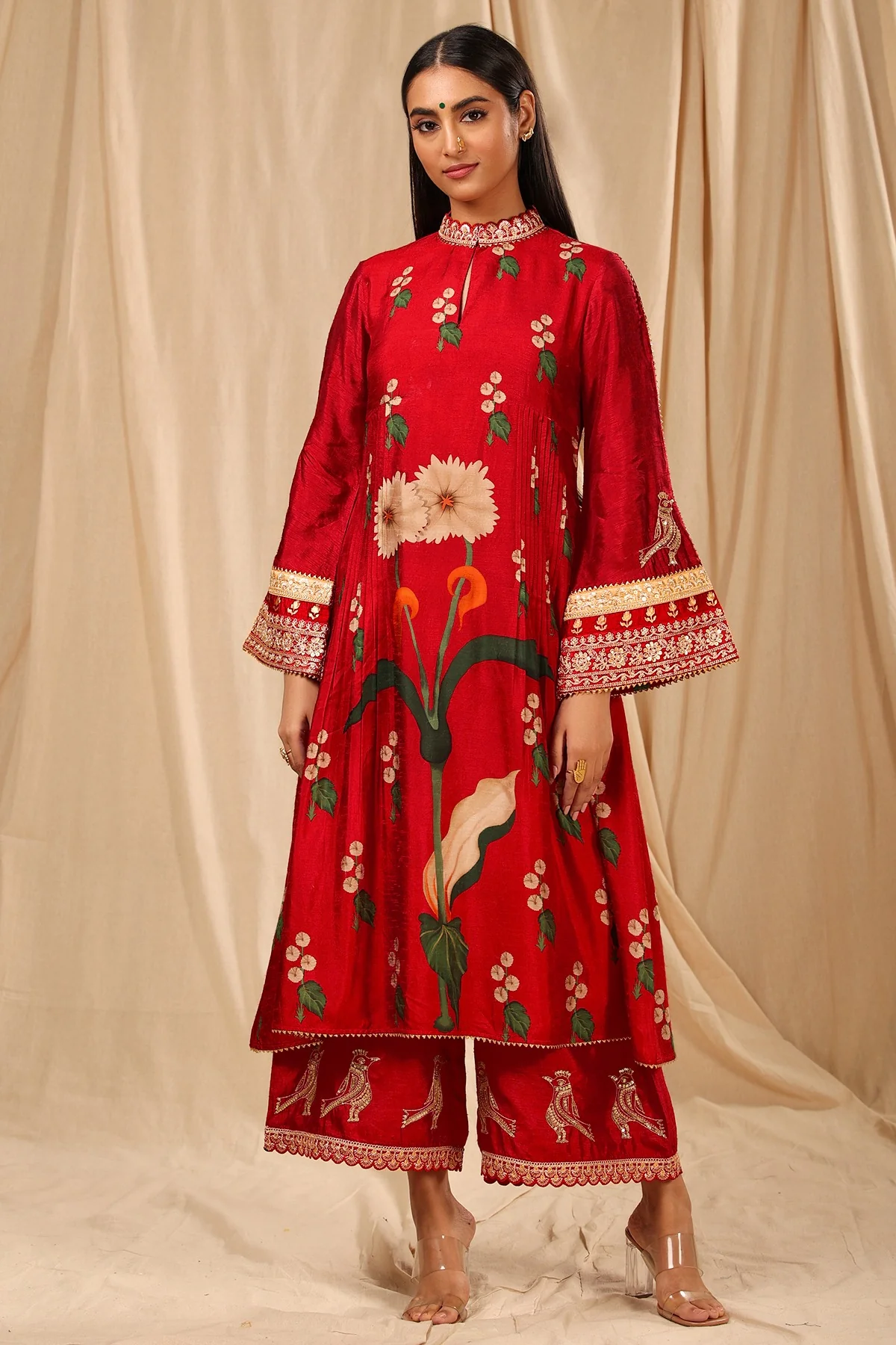 Red Spring Blossom Culotte Set - Image 8