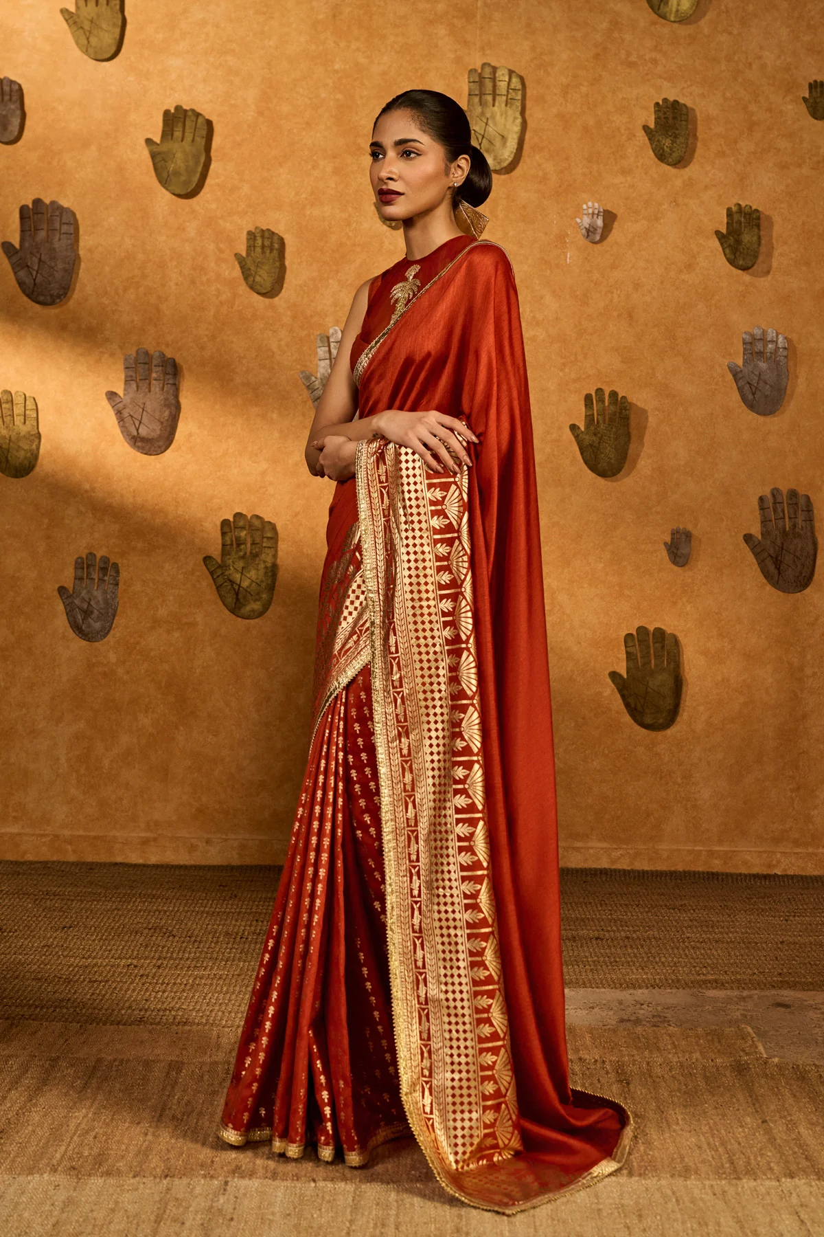Rust Snow Light Saree - Image 3