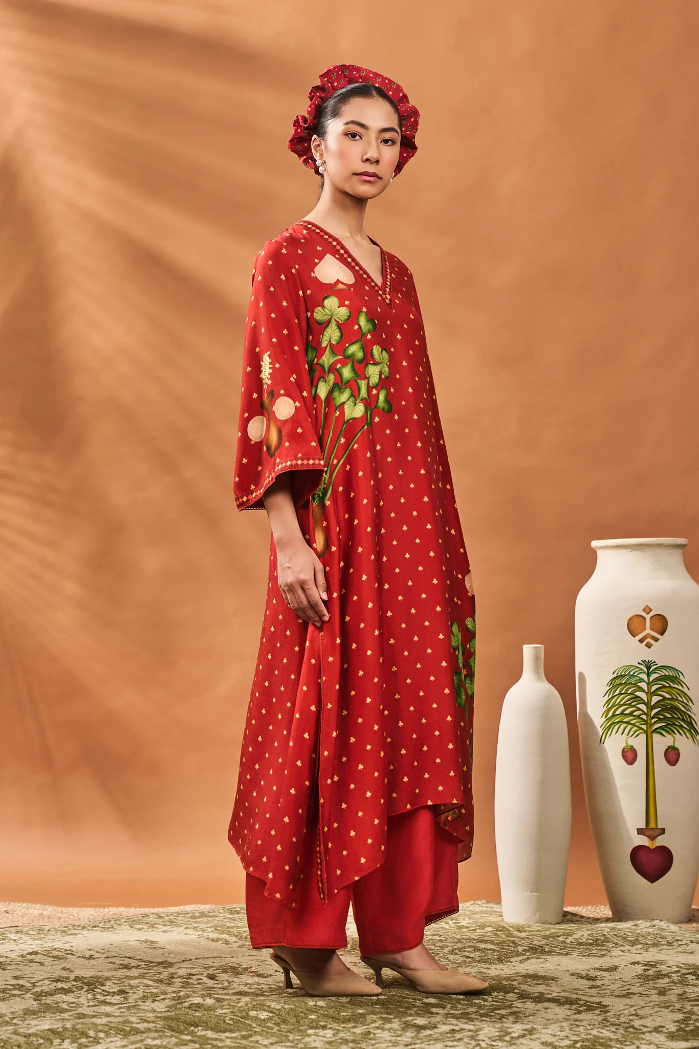 Rust Spade Blossom Kaftan - Image 4