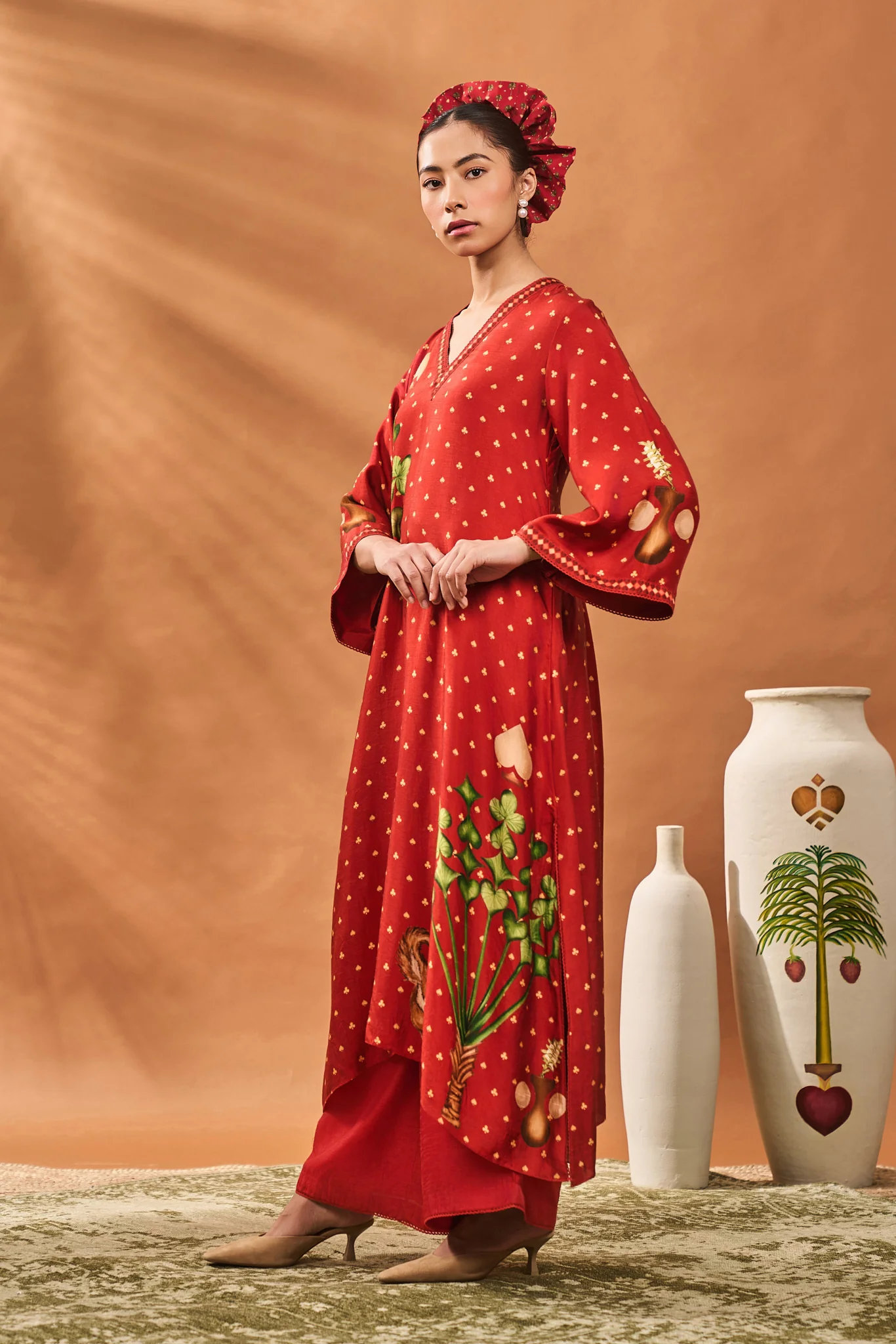 Rust Spade Blossom Kaftan - Image 5