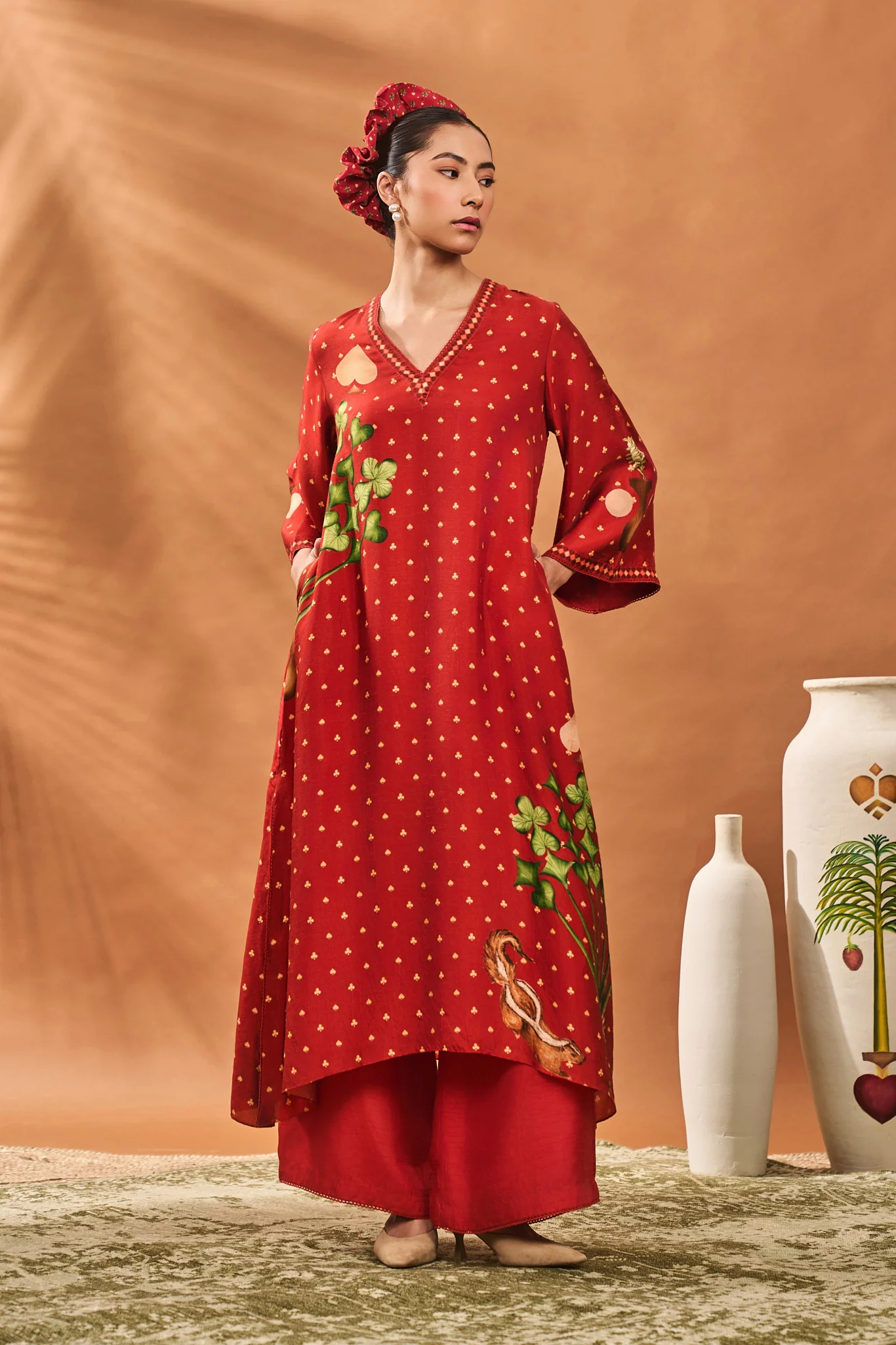 Rust Spade Blossom Kaftan - Image 6