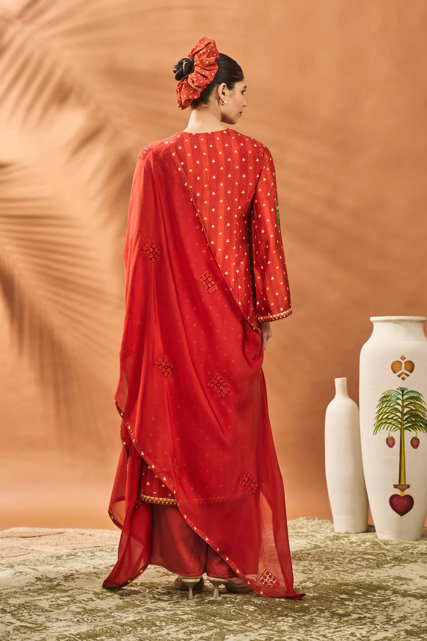 Rust Striped All Fours Kurta Set - Image 3