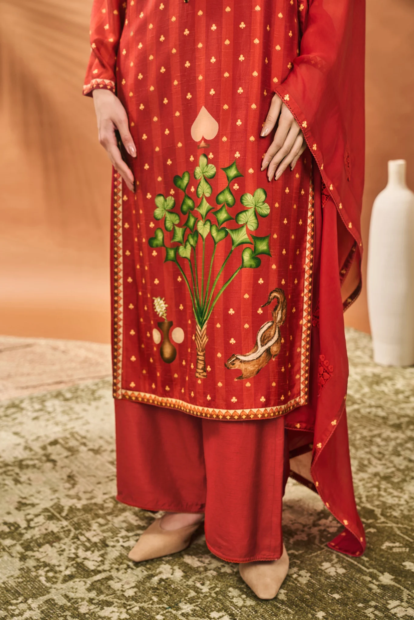 Rust Striped All Fours Kurta Set - Image 4