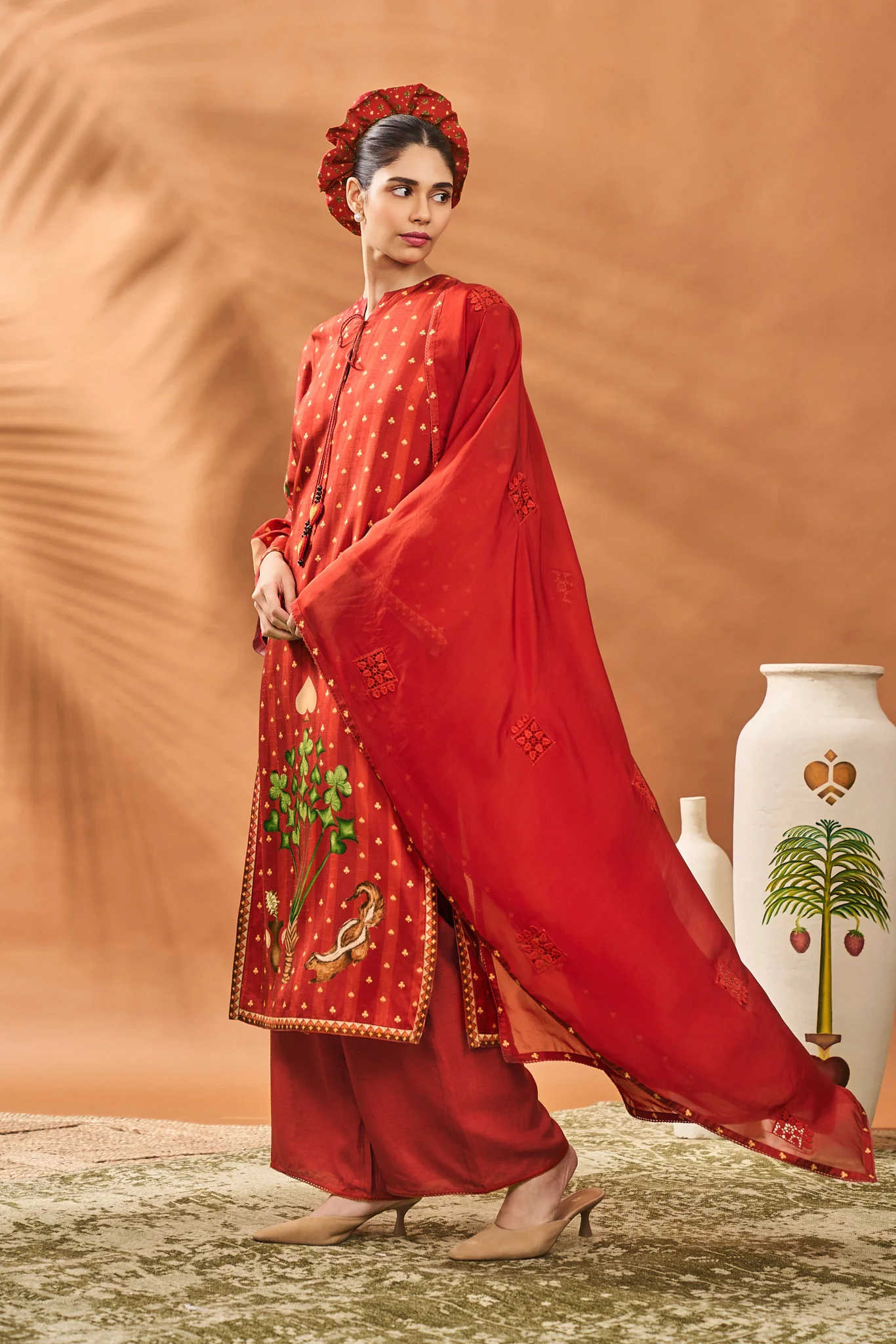 Rust Striped All Fours Kurta Set - Image 5