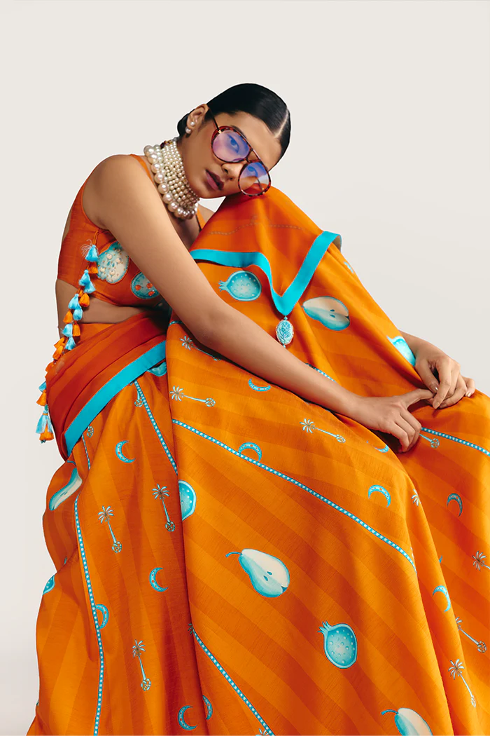 Saffron Sky Striped Lehenga Set - Image 3