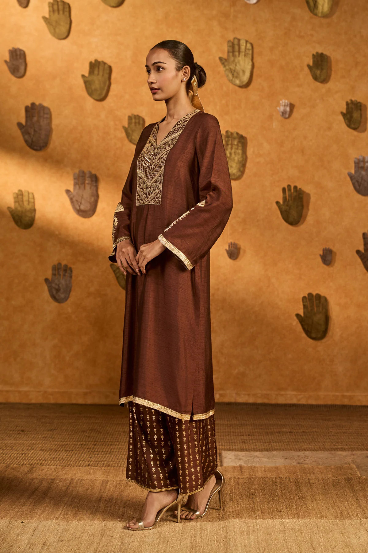 Sepia Cherry Vine Kurta Set - Image 4