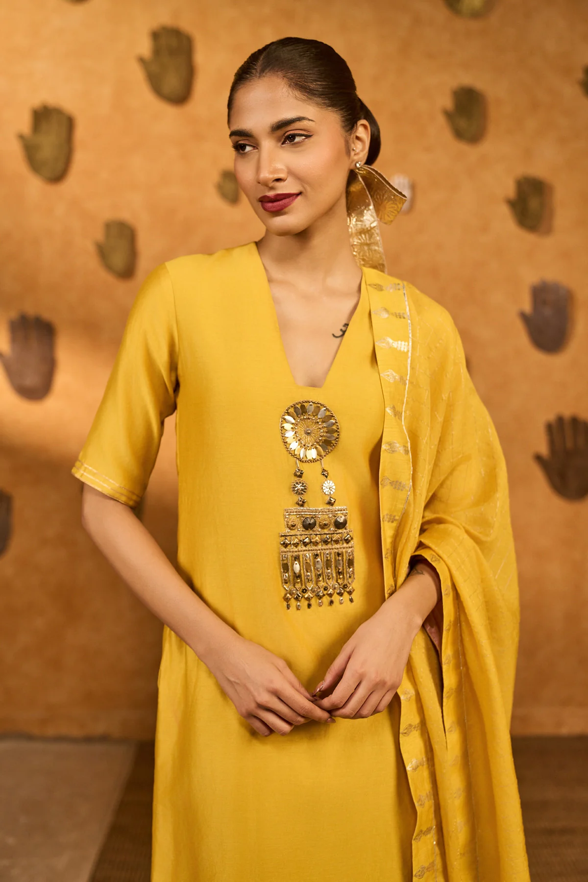 Spiced Ochre Gilded Kettle Kurta Set - Image 4
