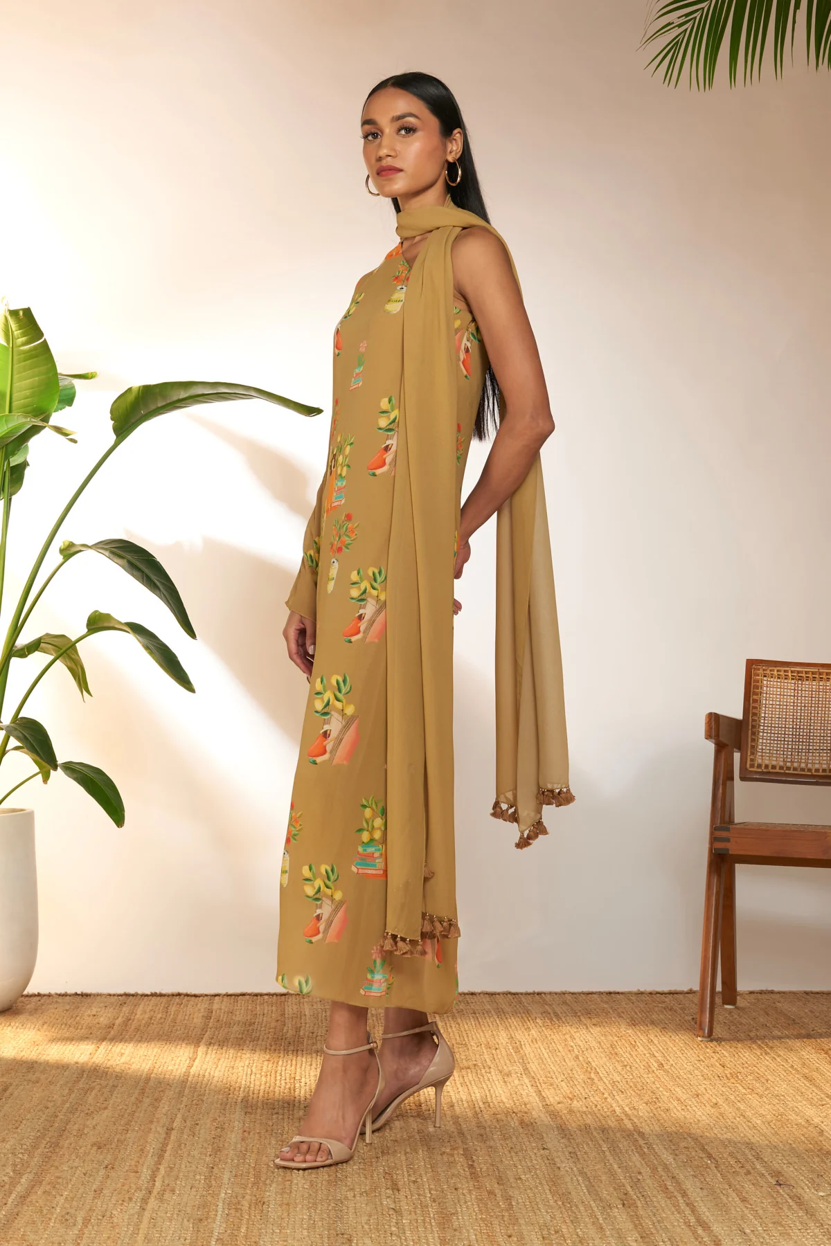 Tan Tangy Tango One Shoulder Kaftan - Image 3