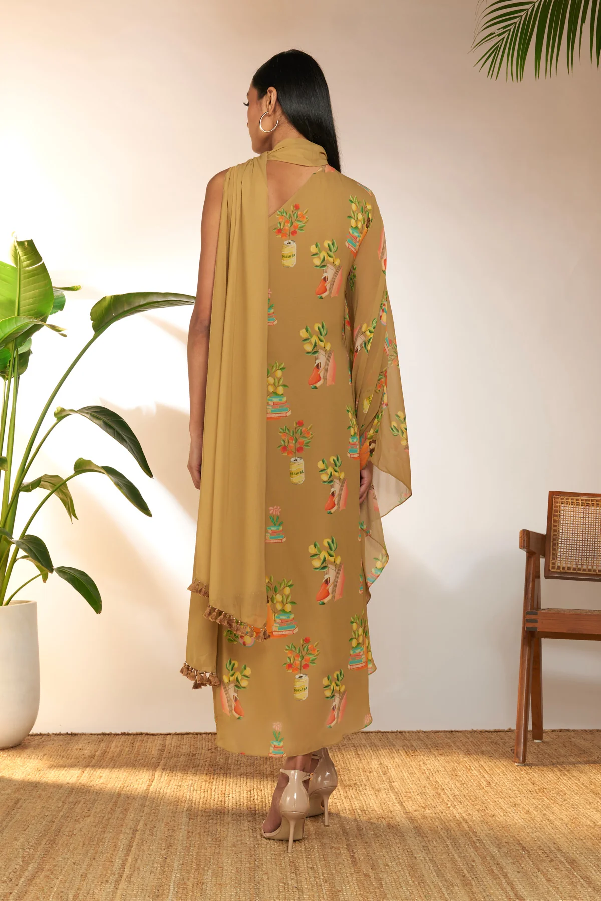 Tan Tangy Tango One Shoulder Kaftan - Image 4