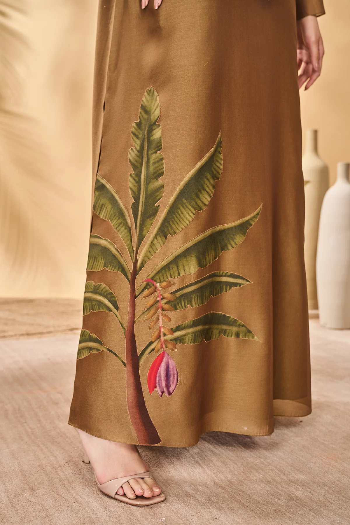 Tan Trellis Palm Kaftan - Image 6