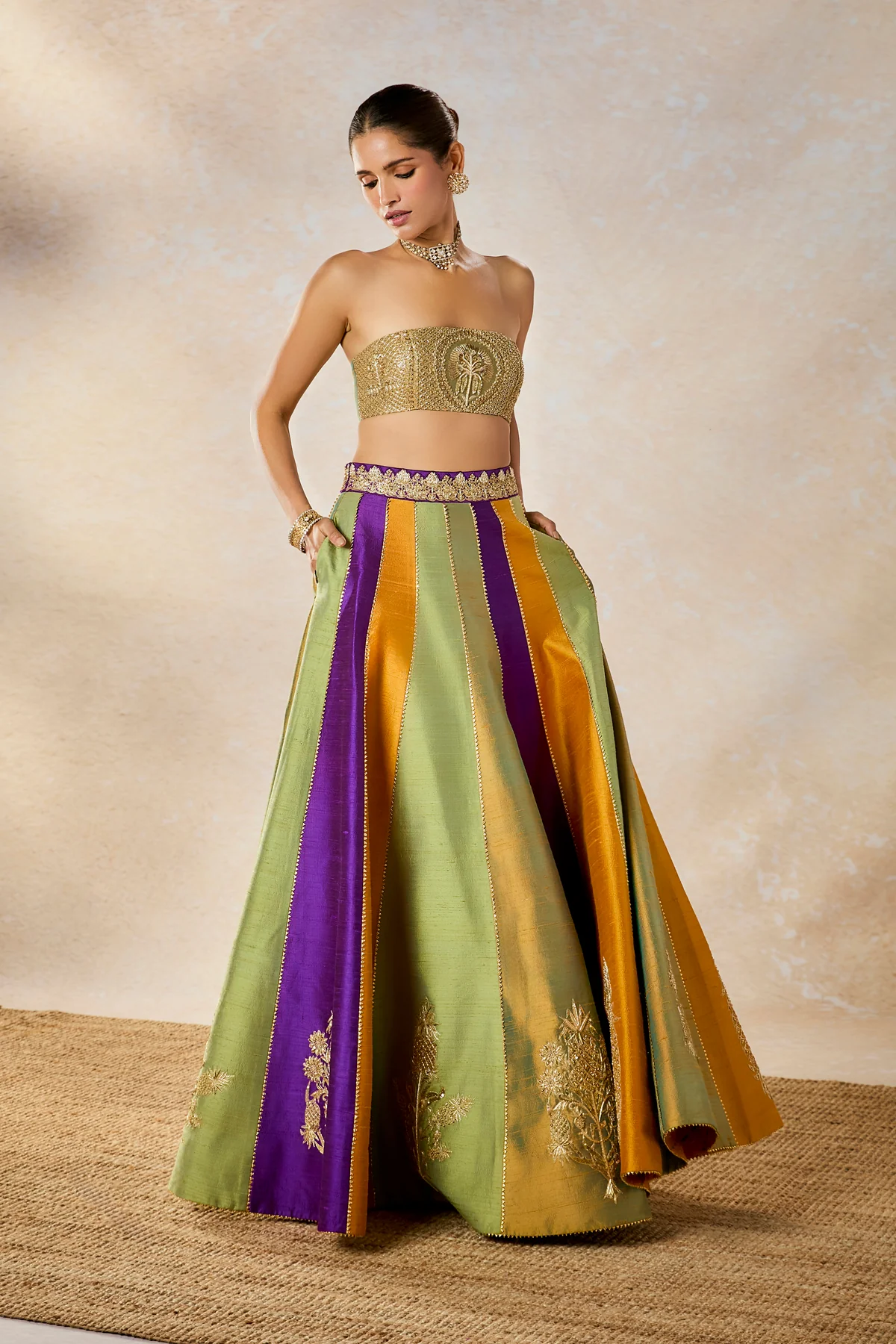 The Kesar Varak Long Jacket Lehenga Set - Image 8