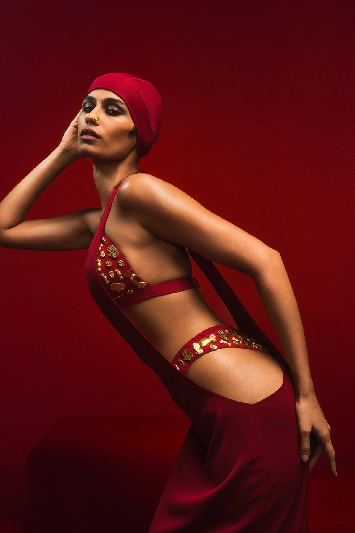 The Red IDGAF Dress With The Ruby Bra and Whip - Image 4