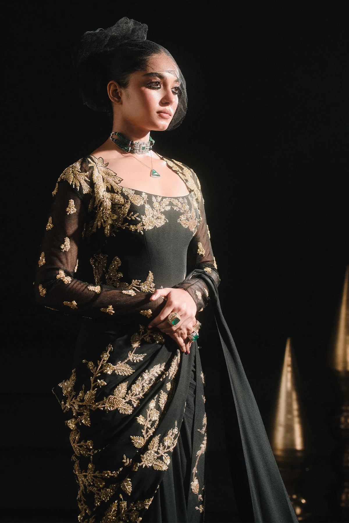 The Sunheri Bel Stitched Saree - Image 11