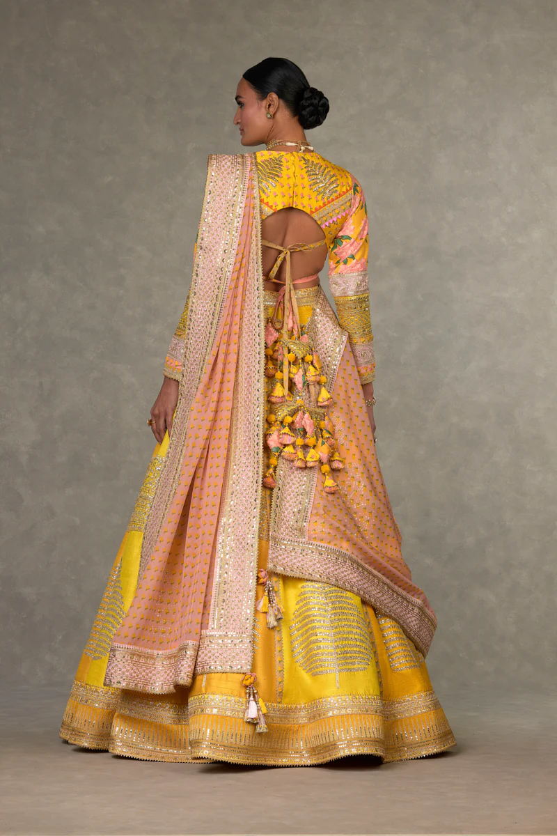 Yellow Sorbet Paan-Patti Lehenga - Image 10