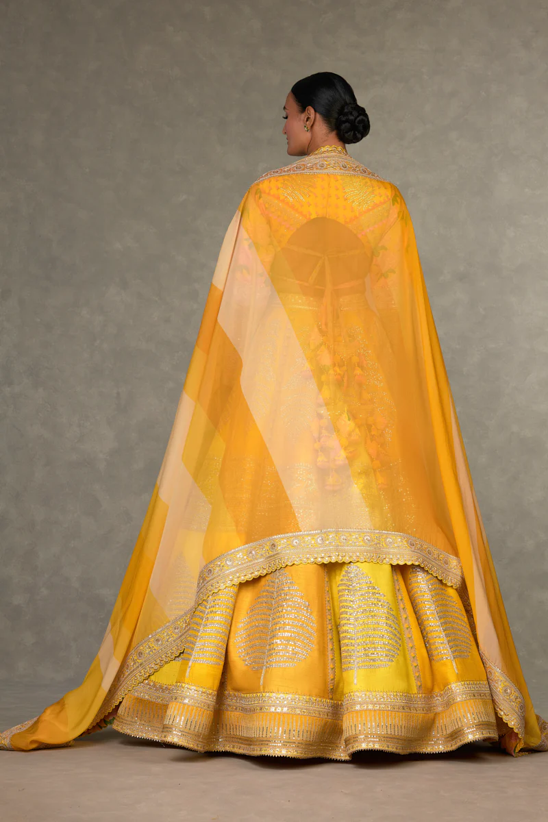 Yellow Sorbet Paan-Patti Lehenga - Image 7