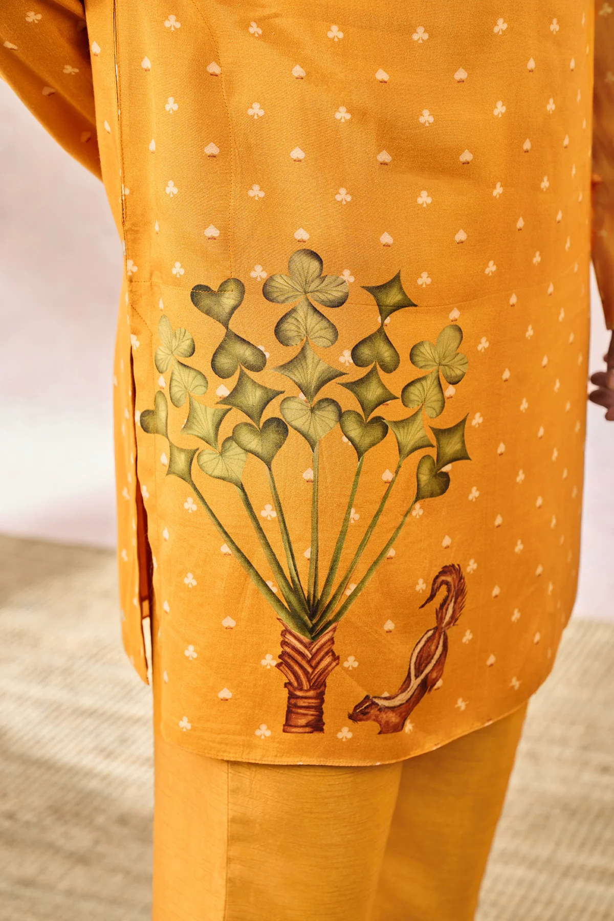 Yellow Spade Blossom Kurta Set - Image 6